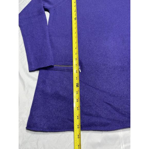 FENN WRIGHT MANSON Purple 100% 2 PLY CASHMERE PULLOVER SWEATER Lg Zip Pockets - Picture 4 of 6